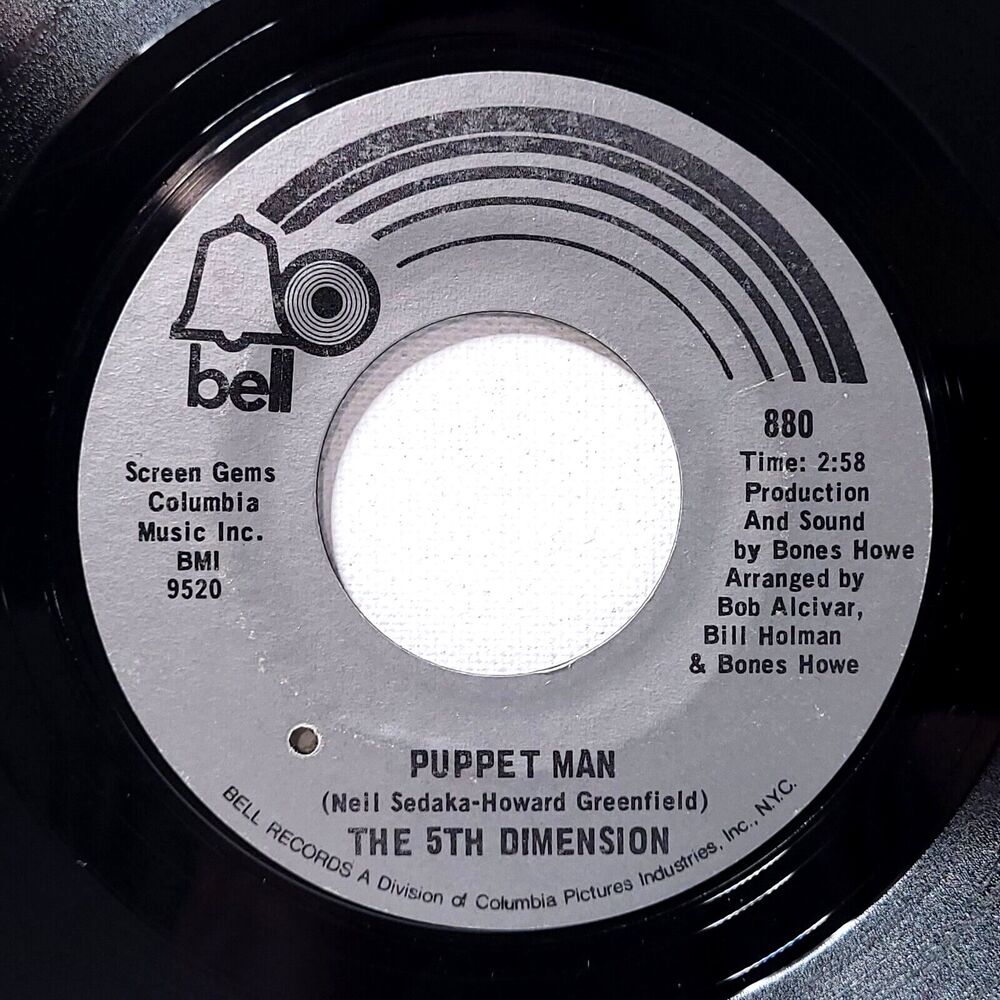 5th Dimension ‎45 Puppet Man / A Love Like Ours on Bell EX Soul